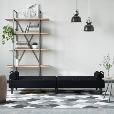 vidaXL Sofa Bed with Armrests Black Velvet
