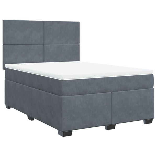 vidaXL Box Spring Bed with Mattress Dark Grey Double Velvet