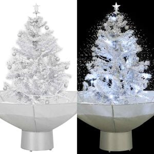 vidaXL Snowing Christmas Tree | White, Silver | PVC, Polyester, Plastic | Small