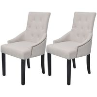 vidaXL Dining Chairs 2 pcs Cream Grey Fabric