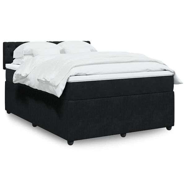 vidaXL Box Spring Bed with Mattress Black Double Velvet