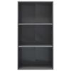 vidaXL 3-Tier Book Cabinet High Gloss Grey 60x30x114 cm Engineered Wood