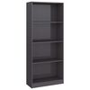 vidaXL 4-Tier Book Cabinet High Gloss Grey 60x24x142 cm Engineered Wood
