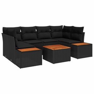 vidaXL Garden Sofa Set with Cushion 6 pcs Black Poly rattan