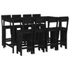 vidaXL 7 Piece Garden Bar Set Black Solid Wood Pine