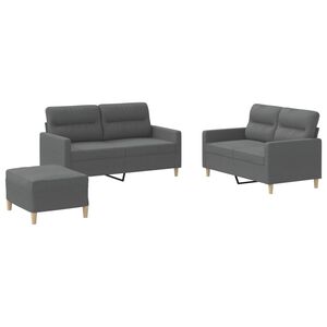 vidaXL 3 Piece Sofa Set with Cushions Dark Grey Fabric