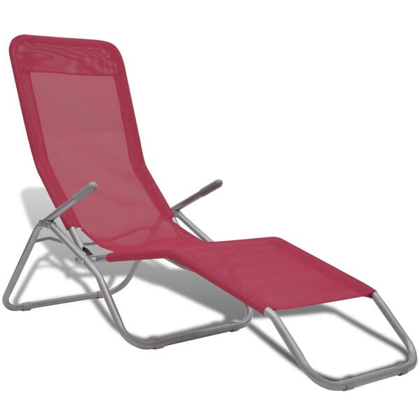 vidaXL Sun Loungers 2 pcs Steel Frame and Textilene Red
