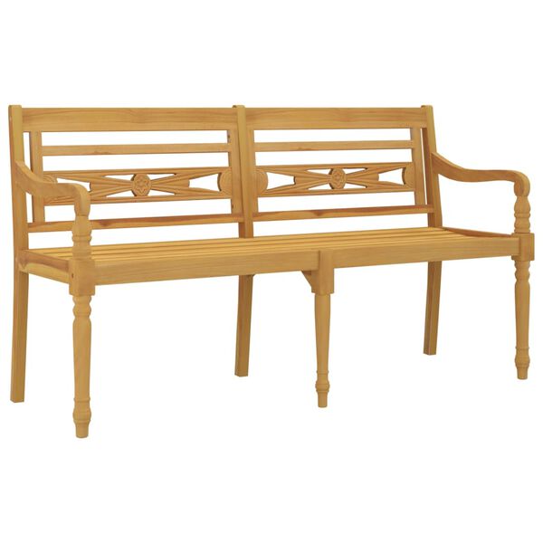 vidaXL Batavia Bench with Green Cushion 150 cm Solid Wood Teak