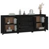 vidaXL Sideboard Black 210x35x80 cm Solid Wood Pine