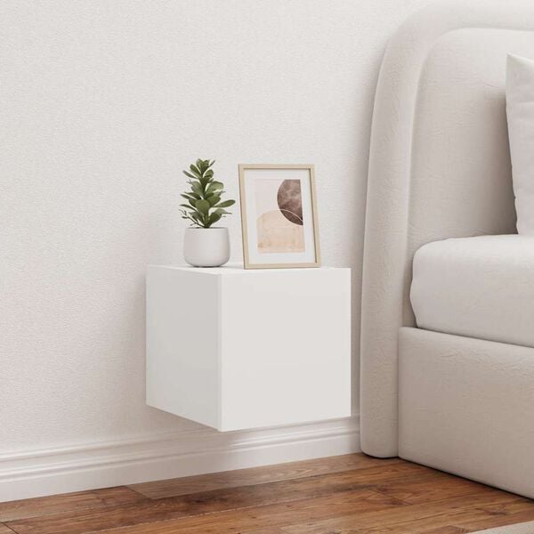 vidaXL TV Wall Cabinets with LED Lights 2 pcs White 30.5x35x30 cm