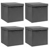 vidaXL Storage Boxes with Lids 4 pcs Grey 32x32x32 cm Fabric