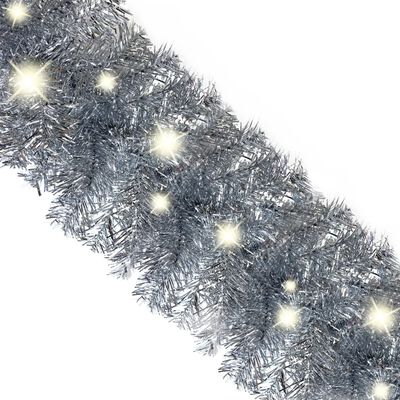vidaXL Christmas Garland with LED Lights 20 m Silver