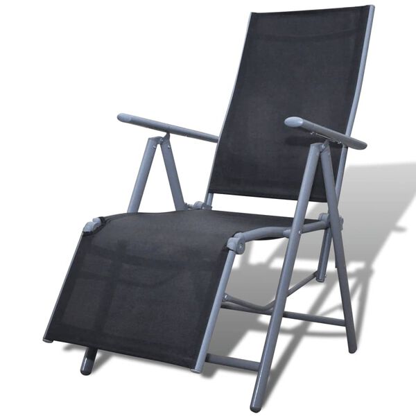 vidaXL Garden Lounge Chair Aluminium Black