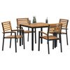 vidaXL Garden Dining Set 5 pcs Black Solid Acacia Wood