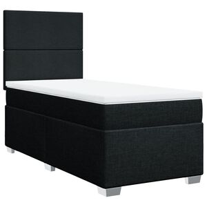 vidaXL Box Spring Bed with Mattress Black King Single Fabric