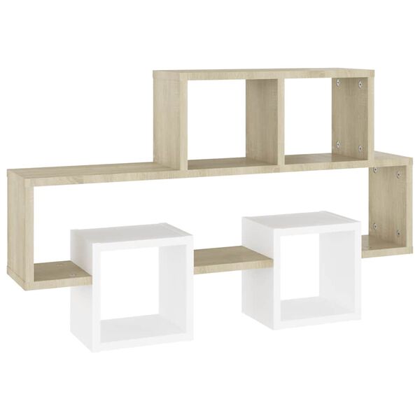 vidaXL Car-shaped Wall Shelf White & Sonoma Oak 82x15x51 cm Engineered Wood