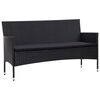 vidaXL 5 Piece Garden Lounge Set With Cushions Poly Rattan Black