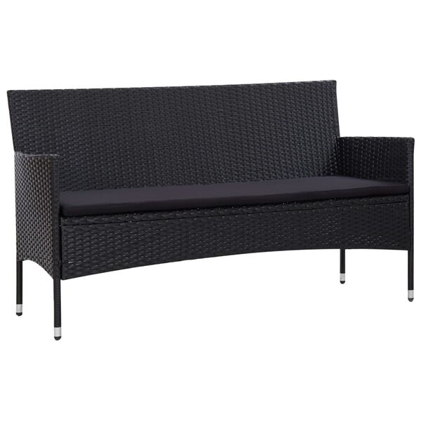 vidaXL 5 Piece Garden Lounge Set With Cushions Poly Rattan Black