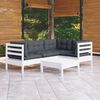 vidaXL 5 Piece Garden Lounge Set with Cushions White Pinewood