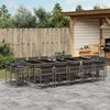 vidaXL 15 Piece Garden Dining Set with Cushions Grey Poly Rattan