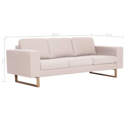 vidaXL 3-Seater Sofa Fabric Cream