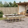 vidaXL 11 Piece Garden Dining Set with Cushions Beige Poly Rattan