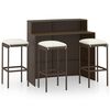 vidaXL 4 Piece Garden Bar Set with Cushions Brown