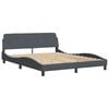 vidaXL Bed Frame with LED without Mattress "Hanko" Dark Grey 152x203 cm Queen Velvet