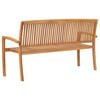 vidaXL Stacking Garden Bench with Cushion 159 cm Solid Teak Wood