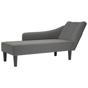 vidaXL Chaise Lounge with Right Armrest Dark Grey Fabric