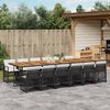 vidaXL 13 Piece Garden Dining Set with Cushions Black Poly Rattan