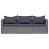 vidaXL 3 Piece Garden Sofa Set with Cushions Grey Poly Rattan