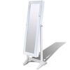 White Free Standing Jewelry Cabinet with LED Light and Mirror Door