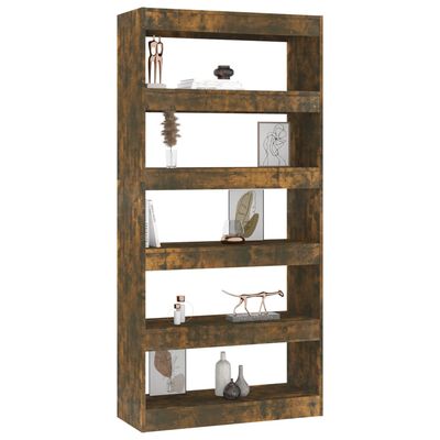 vidaXL Book Cabinet/Room Divider Smoked Oak 80x30x166 cm Engineered Wood