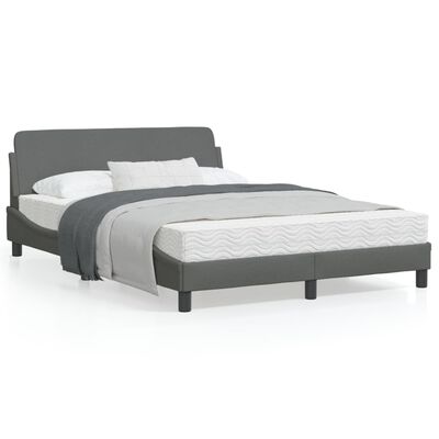 vidaXL Bed Frame with Headboard Dark Grey 137x190 cm Fabric