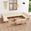 vidaXL 13 Piece Garden Lounge Set&Cushions Honey Brown Solid Pinewood