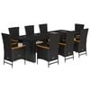 vidaXL 9 Piece Garden Dining Set with Cushions Black Poly Rattan