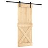 vidaXL Sliding Door Natural and Black 80 x 210 cm Solid Pine Wood
