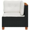 vidaXL Garden Sofa Corner with Cushions Black Poly Rattan