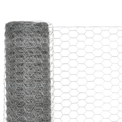 vidaXL Chicken Wire Fence Galvanised with PVC Coating 25x1 m Green