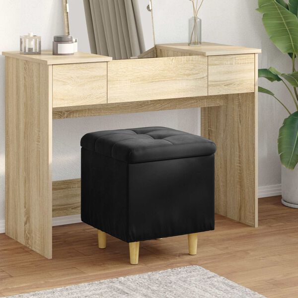 vidaXL Storage Ottoman with Cushion Black 40 x 40 x 45 cm Velvet