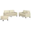 vidaXL 3 Piece Sofa Set with Cushions Cream Faux Leather