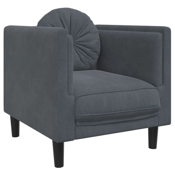 vidaXL 3 Piece Sofa Set with Pillows Dark Grey Velvet