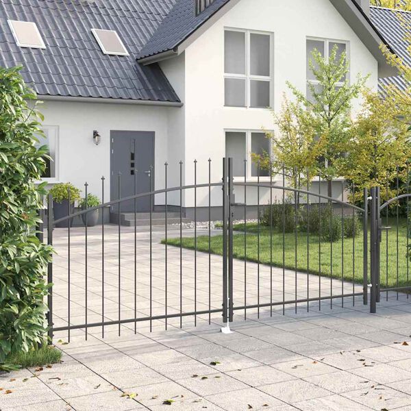 vidaXL Double Door Fence Gate with Spear Top 299.5x149.5 cm