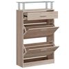 vidaXL Shoe Cabinet with a Drawer and a Top Glass Shelf Wood Oak Look