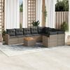vidaXL 10 Piece Garden Sofa Set with Cushions Grey Poly Rattan