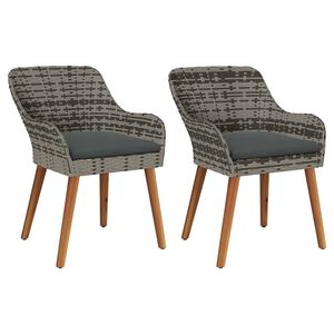 vidaXL Garden Chair 2 pcs Grey Poly Rattan