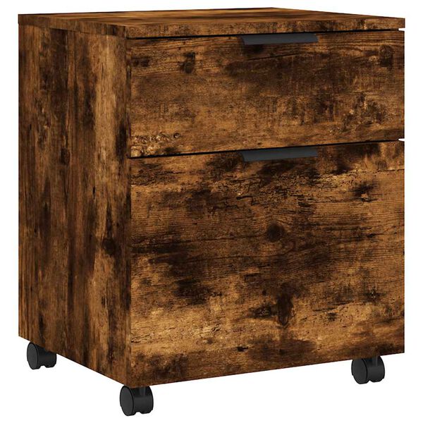 vidaXL Mobile File Cabinet with Wheels Smoked Oak 45x38x54 cm Engineered Wood