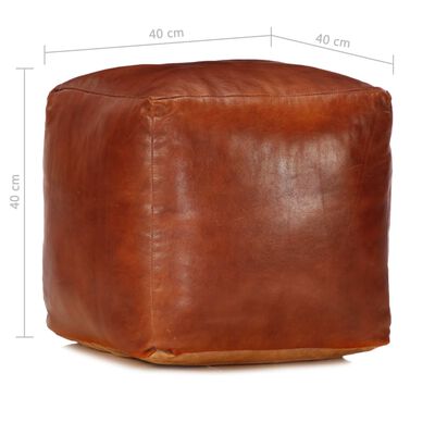 vidaXL Pouffe Tan 40x40x40 cm Genuine Goat Leather
