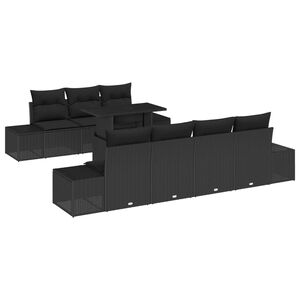 vidaXL Garden Sofa Set 8 pcs Black Poly Rattan and Powder-Coated Steel